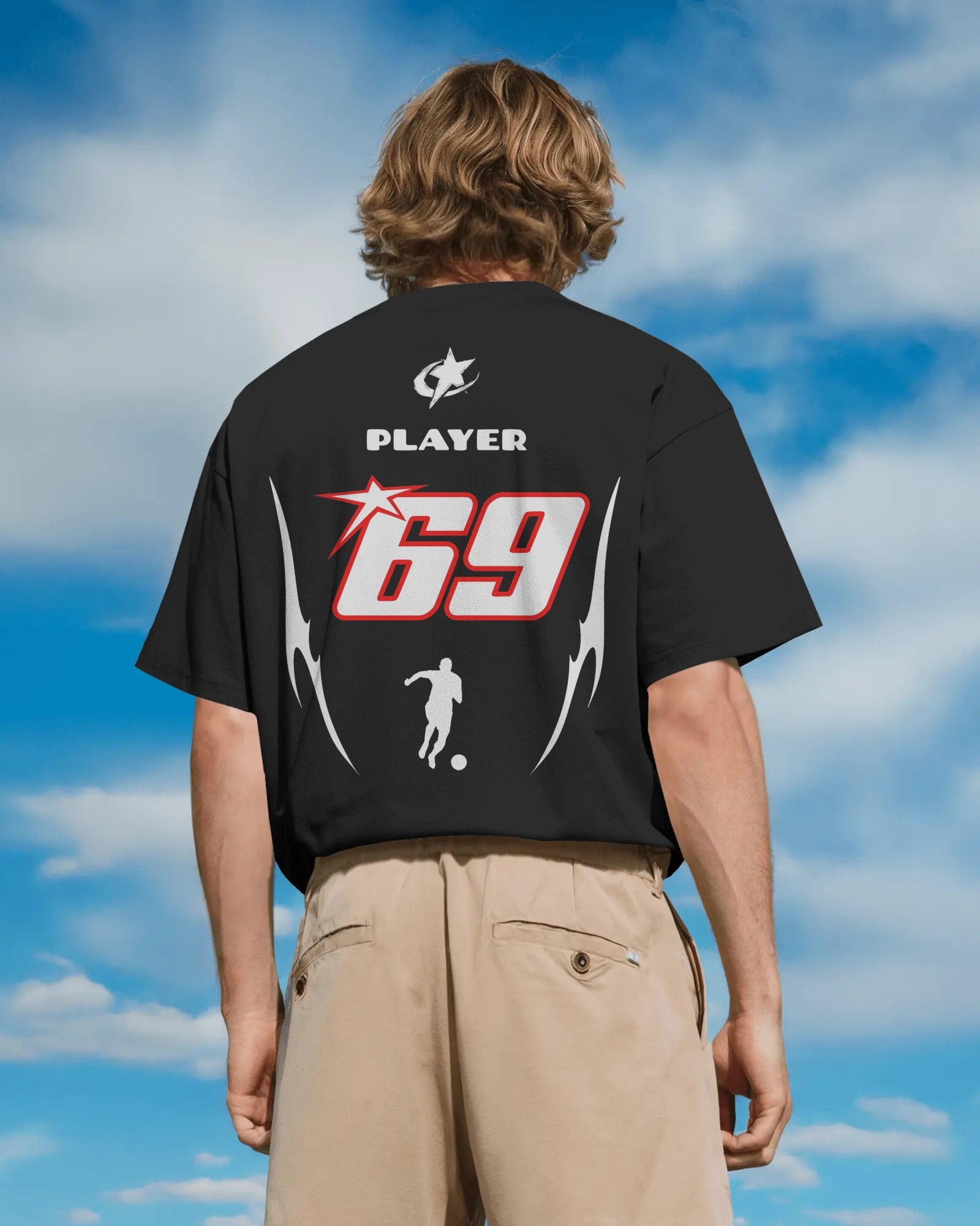Player 69 Oversized T-shirt Black