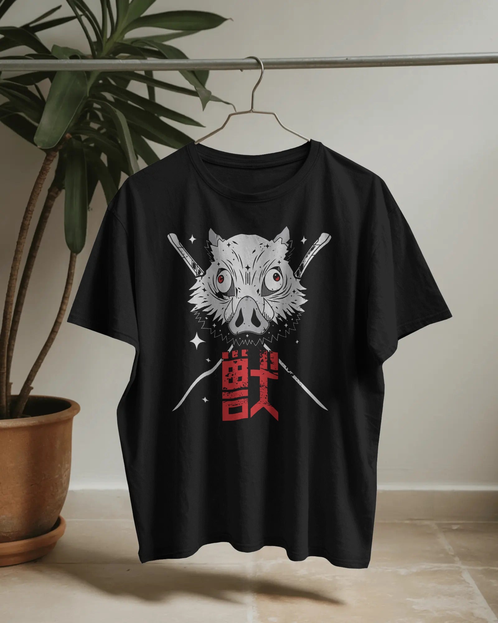Demon Slayer Inosuke Skull Premium Oversized Tshirt Black