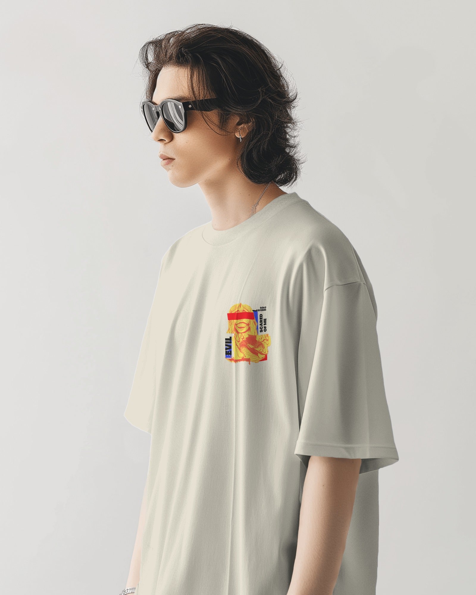 Solo Leveling Stone God Premium Oversized Tshirt Off-White